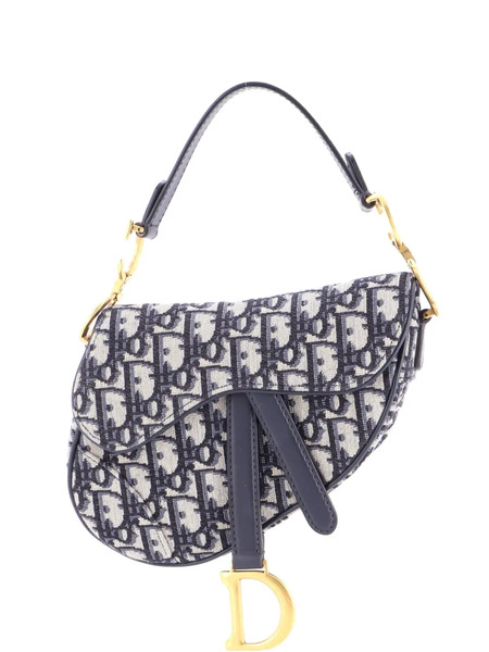  Christian Dior Pre-owned Saddle Handbag Oblique Canvas Mini Shoulder Bag - Blue 