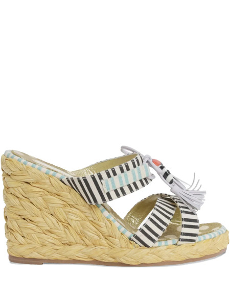 Christian Lacroix Pre-owned 110mm Striped Sandals - White 