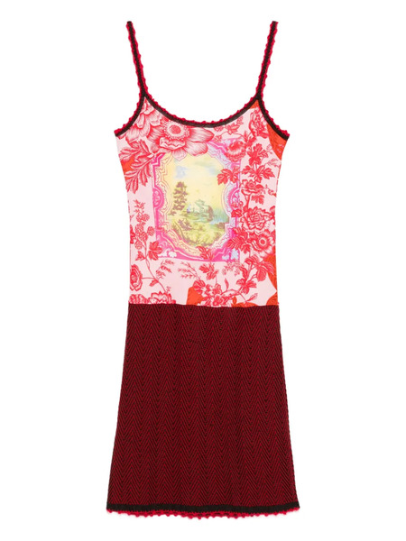  Christian Lacroix Pre-owned 2000s Floral-print Chevron-pattern Dress - Pink 