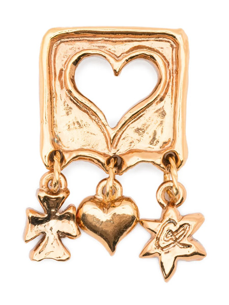  Christian Lacroix Pre-owned 2000s Heart Charms Brooch - Gold 
