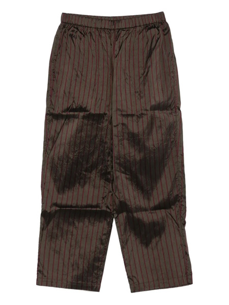  Christian Peau Striped Silk Trousers - Brown 