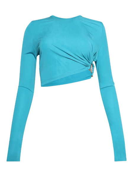 Christopher Esber Bezel Quartz Twist-detail Long-sleeve Top - Blue 