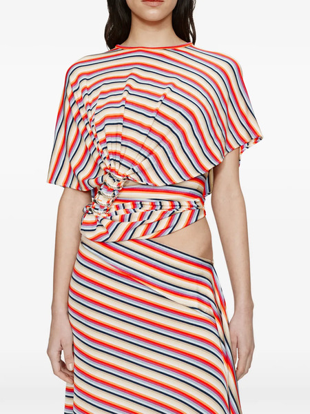  Christopher Esber Calypso Coiled Jersey Striped T-shirt - Neutrals 