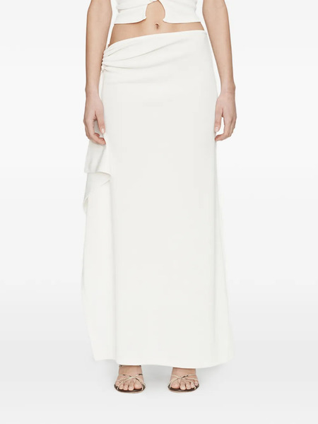  Christopher Esber Crystal Pendant Cascade Asymmetric Skirt - White 