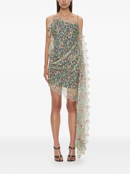  Christopher Esber Draped Lace Mini Dress - Green 