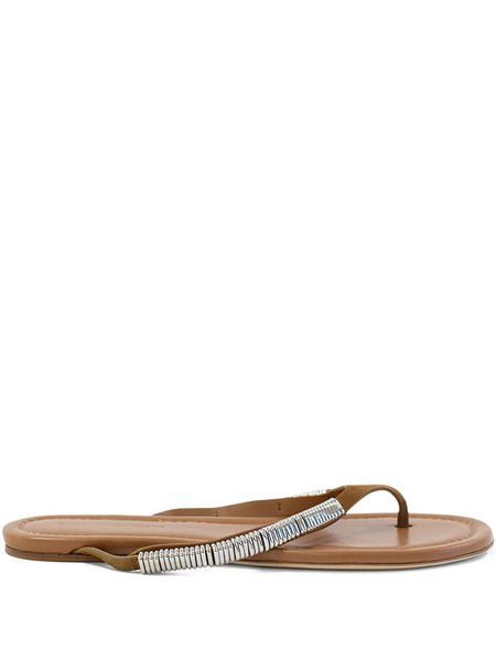  Christopher Esber Frida Pierced Suede Flat Sandals - Brown 