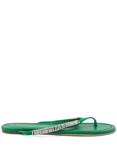  Christopher Esber Frida Pierced Suede Flat Sandals - Green 