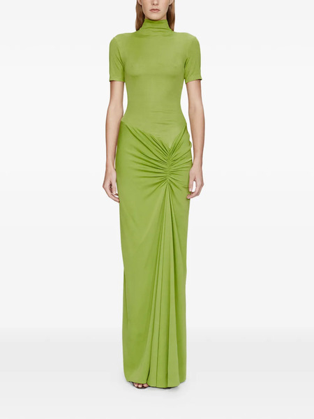  Christopher Esber Fusion Ruched Tee High Neckline Dress - Green 