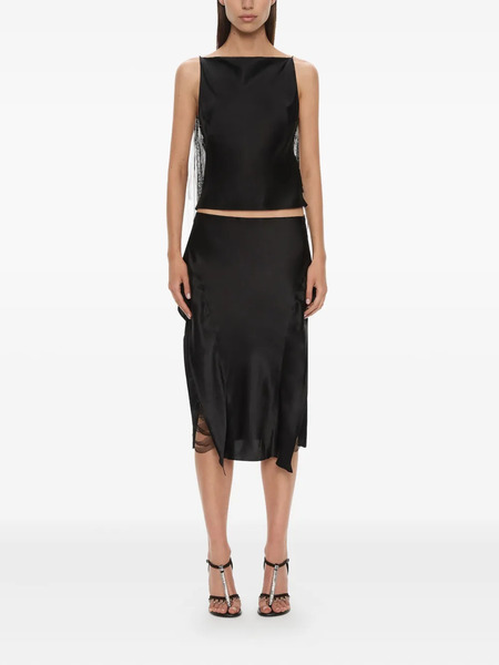  Christopher Esber Lattice Lace Silk Midi Skirt - Black 