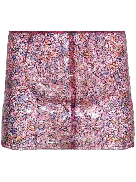  Christopher Esber Mini Handpainted Lace Skirt - Pink 