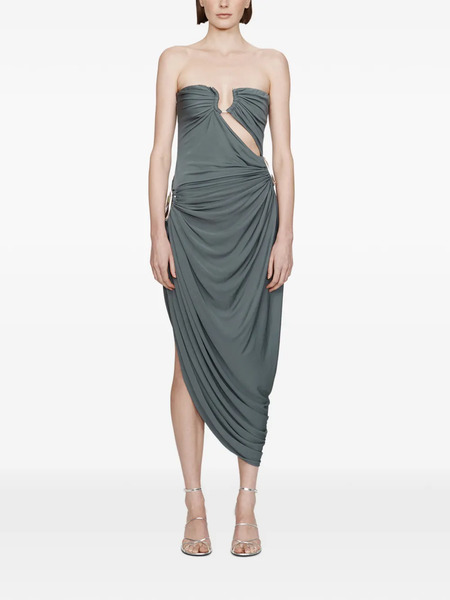  Christopher Esber Orica Crystal-embellished Ruched Strapless Dress - Grey 