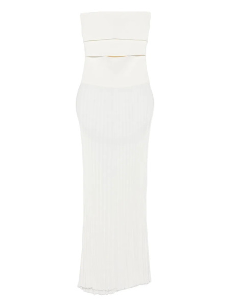  Christopher Esber Pleated Strapless Dress - White 