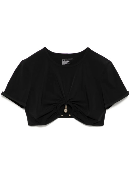  Christopher Esber Ruched Orbit Crop T-shirt - Black 