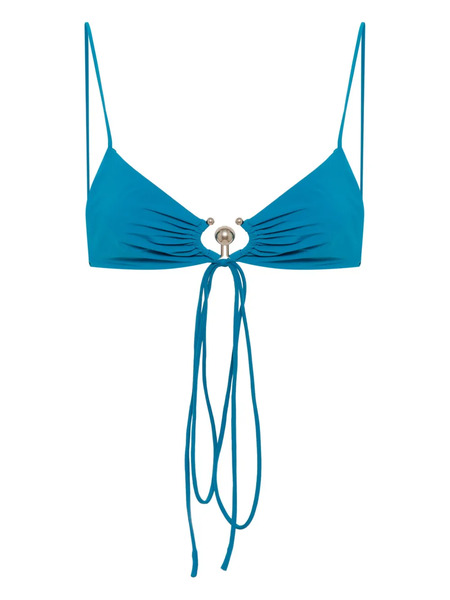  Christopher Esber Ruched Orbit Triangle Bikini Top - Blue 