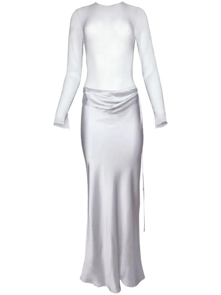  Christopher Esber Semi-sheer Draped Maxi Dress - Silver 