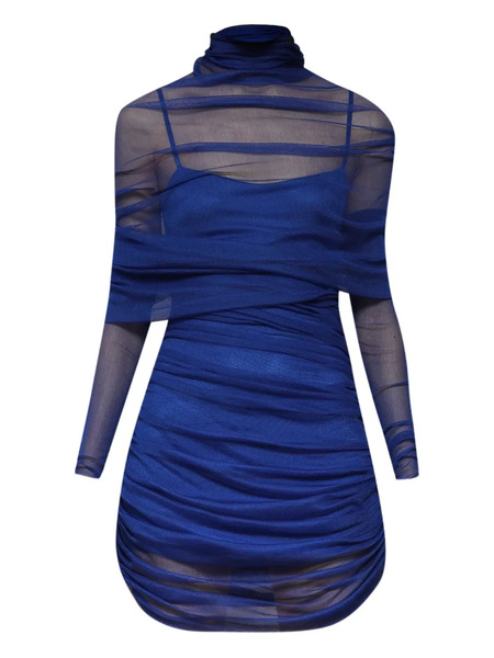  Christopher Esber Sheer Draped Mini Dress - Blue 