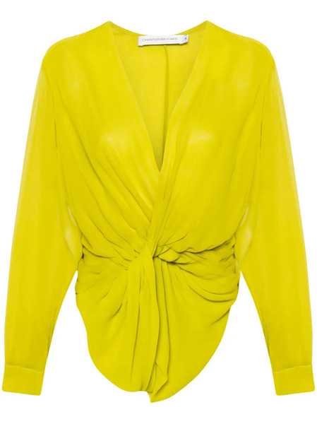  Christopher Esber Springs Silk Twist-front Blouse - Green 