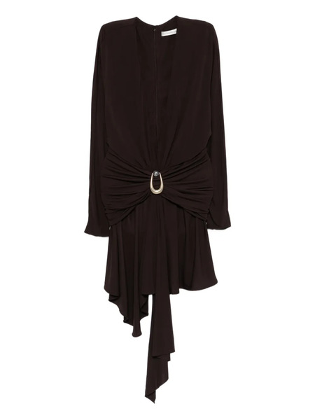  Christopher Esber Stone-detail Draped Mini Dress - Brown 