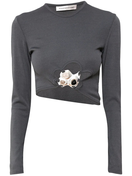  Christopher Esber Trio Stone Cropped Top - Grey 