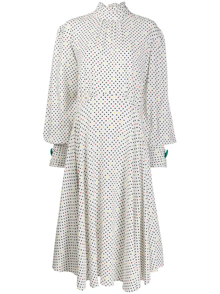  Christopher Kane Polka Dot Tie Neck Dress - White 