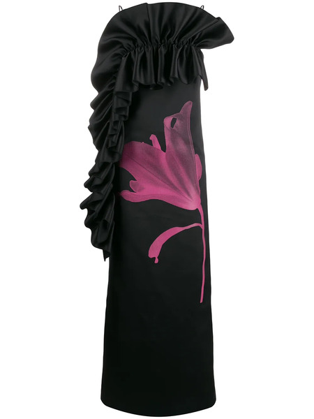  Christopher Kane Ruffle Trim Evening Dress - Black 