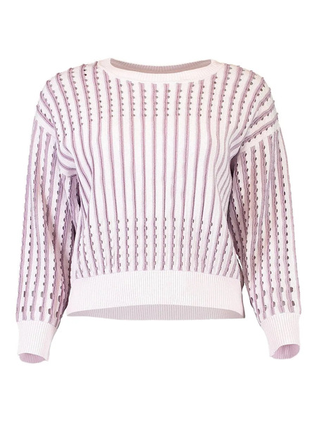 Christy Lynn Anaya Pinstripe Openwork Sweater - White 