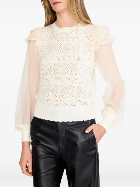  Christy Lynn Dahlia Ruffled Openwork Blouse - White 