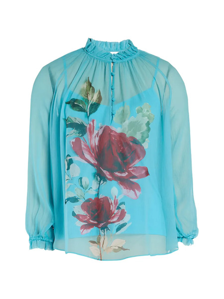  Christy Lynn Karla Floral Ruffled Blouse - Blue 
