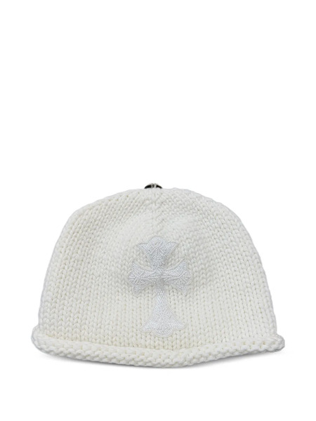  Chrome Hearts Beaded Cross Beanie Hat - White 