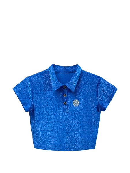  Chrome Hearts Cross-pattern Polo Shirt - Blue 