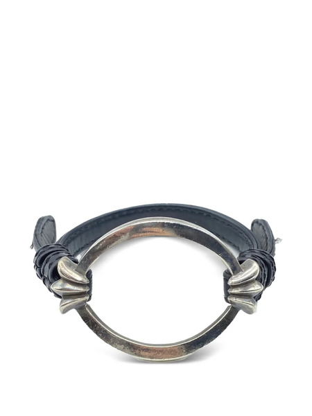  Chrome Hearts Open Oval Leather Bracelet - Silver 