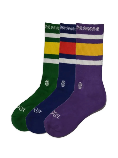  Chrome Hearts Striped Socks (set Of Three) - Blue 