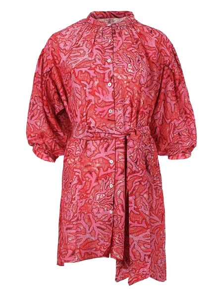  Chufy Belted Mini Shirt Dress - Pink 