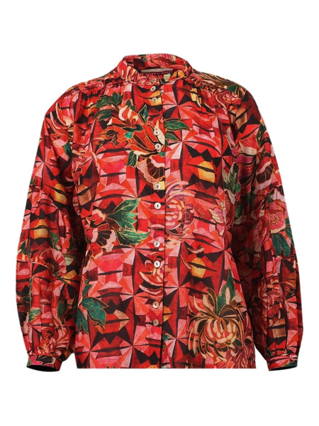  Chufy Floral-print Long-sleeve Shirt - Red 