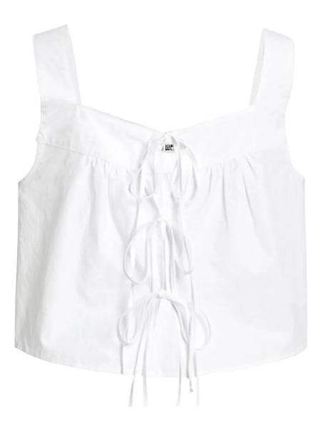  Ciao Lucia Emilia Tie-front Square-neck Top - White 