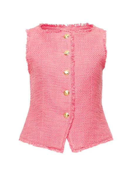  Cinq A Sept Camen Button Bouclé Vest - Pink 