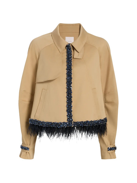  Cinq A Sept Carmila Beaded Feather-trim Jacket - Neutrals 