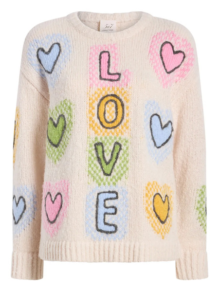  Cinq A Sept Chunky Heart Love Sweater - Neutrals 