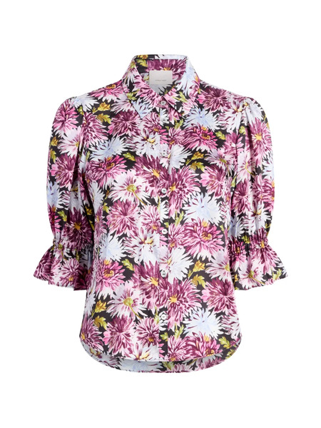  Cinq A Sept Dahlia Print Ruffled Top - Pink 