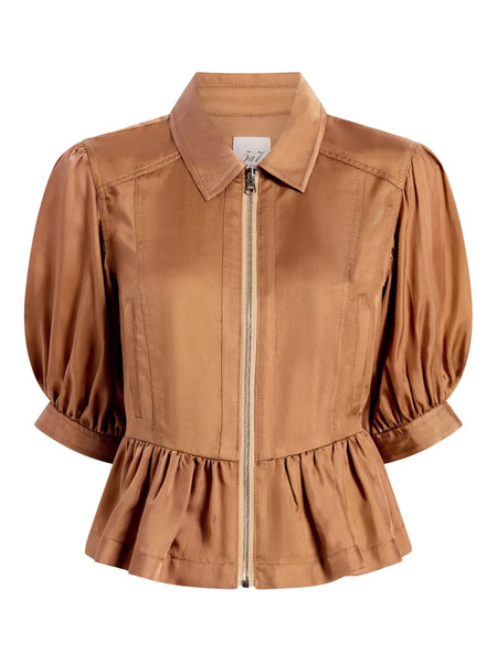  Cinq A Sept Daphne Puff-sleeve Ruffled Jacket - Brown 