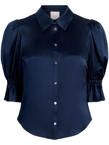  Cinq A Sept Fiona Puff-sleeves Silk Blouse - Blue 