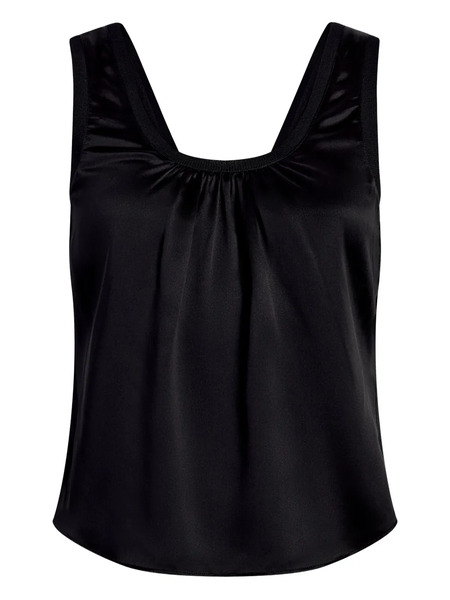  Cinq A Sept Gathered-neck Silk Top - Black 