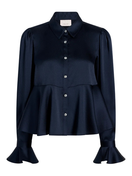  Cinq A Sept Isaure Peplum Satin Shirt - Blue 