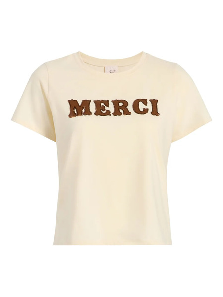  Cinq A Sept Lettering-appliqué Merci T-shirt - Neutrals 