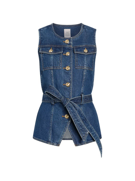  Cinq A Sept Reenee Button Belted Jean Vest - Blue 