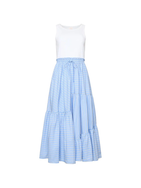  Cinq A Sept Robyn Striped Ruffled Midi Dress - Blue 