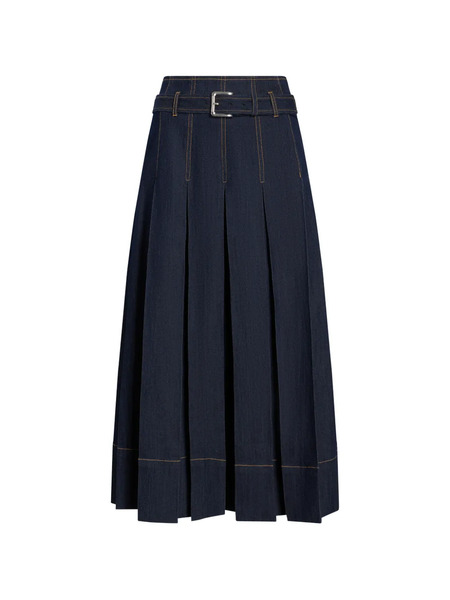  Cinq A Sept Rylee Belted Pleated Midi Skirt - Blue 