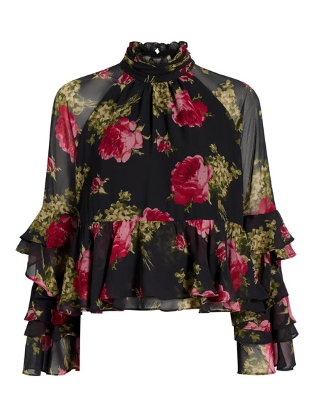  Cinq A Sept Skylah Ruffled Floral Blouse - Black 
