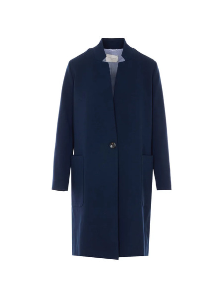  Circolo 1901 Buttoned V-neck Coat - Blue 