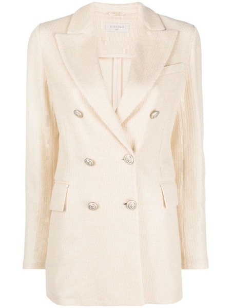  Circolo 1901 Double-breasted Textured Blazer - Neutrals 